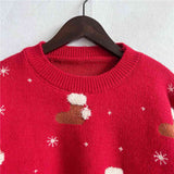 Momentlover Printed Round Neck Drop Shoulder Sweater