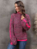 Momentlover Heathered Turtleneck Long Sleeve Sweater