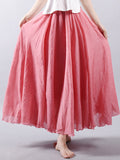 momentlover Casual A-Line Elastic Waist Solid Color Skirts