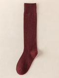 momentlover Casual Breathable Solid Color Mid-Calf Socks