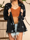 Long Sleeves Loose Fringed Pleated Split-Joint Lapel Outerwear