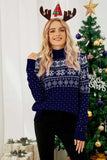 Momentlover Christmas Snowflake Fair Isle Turtleneck Sweater
