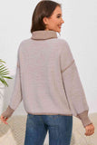 Momentlover Turtle Neck Dropped Shoulder Sweater