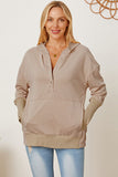 Momentlover Half Snap Dropped Shoulder Hoodie