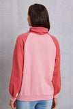 Momentlover Color Block Drawstring Mock Neck Sweatshirt