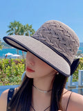 Momentlover Wide Side Bowknot Belly-Hollow Sun-protection Hats&Caps