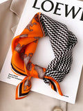 Momentlover Striped Animal Printed Square Scarf