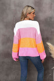 Momentlover Color Block Round Neck Dropped Shoulder Sweater