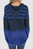 Momentlover Striped Drawstring Long Sleeve Hoodie