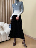 Momentlover Gradient Skinny Long Sleeves High-Neck Sweater Tops Pullovers