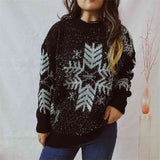 Momentlover Snowflake Pattern Long Sleeve Sweater