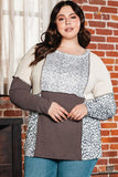 Momentlover Plus Size Leopard Round Neck Sweatshirt