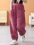 Momentlover Loose Elasticity Solid Color Casual Flared Pants Bottoms