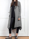 Momentlover Irregular Clipping Long Sleeves Solid Color Hooded Outerwear