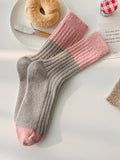 momentlover Pleated Elasticity Contrast Color Socks