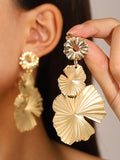 Momentlover Solid Color Flower Shape Drop Earrings