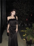 - Off The Shoulder Black Dress  GEU1517