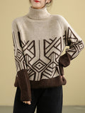 Momentlover Original Print High-Neck Knitting Sweater