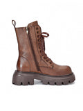 Momentlover Vintage Cow Leather Mid Heels Height Boots
