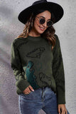 Momentlover Dinosaur Pattern Round Neck Sweater