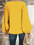 Momentlover Long Sleeves Loose Elasticity Figure V-neck T-Shirts Tops