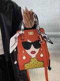 Momentlover Split-Joint Printed Figure Handbags Crossbody Bags Bags