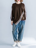Momentlover Striped Loose Long Sleeves Round-neck Hoodies&Sweatshirt