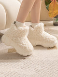 Momentlover Velvet Split-Joint Round-Toe Platform Shoes Boots