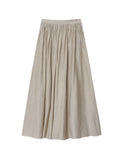 Momentlover Solid Color Pleated A-Line Skirts Bottoms