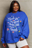 Momentlover Simply Love Full Size Flower Slogan Graphic Sweatshirt
