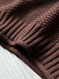 Momentlover Casual Loose Long Sleeves Solid Color High-Neck Sweater Tops