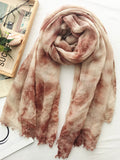 Momentlover Vintage Tie-Dyed Fringed Scarf