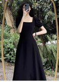 - women's red square collar dress GEU1549