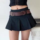 themeisles - Y2K Corduroy Pleated Mini Skirt // Black