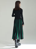 Momentlover Original Creation Loose A-Line Contrast Color Striped Skirts Bottoms