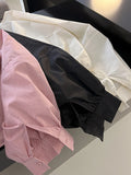 Momentlover Solid Color Elasticity Loose Batwing Sleeves Round-Neck Blouses&Shirts Tops
