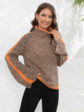 Momentlover Heathered Turtleneck Long Sleeve Sweater