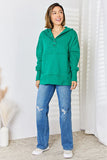 Momentlover Zenana Half Snap Long Sleeve Hoodie