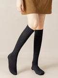 momentlover Casual Breathable Solid Color Mid-Calf Socks