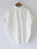 momentlover Casual Short Sleeves Loose Solid Color Lapel Collar Blouses&Shirts Tops