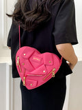 Momentlover Zipper Split-Joint Heart Shape Handbags Crossbody Bags Bags