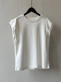 Momentlover Split-Joint Sleeveless Loose Round-neck T-Shirts Tops
