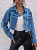 Long Sleeves Fringed Pockets Split-Joint Lapel Jackets