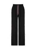 Loose Wide Leg Bowknot Drawstring Elasticity Split-Joint Pants Trousers