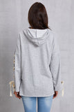 Momentlover Tied Dropped Shoulder Hoodie