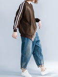 Momentlover Striped Loose Long Sleeves Round-neck Hoodies&Sweatshirt