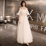 White banquet evening dress long  new fairy temperament dream student graduation adult dress