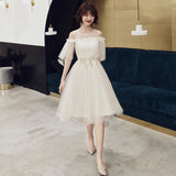 White banquet evening dress long  new fairy temperament dream student graduation adult dress