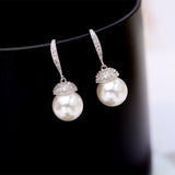 Simple zircon vintage pearl earrings