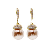 Simple zircon vintage pearl earrings